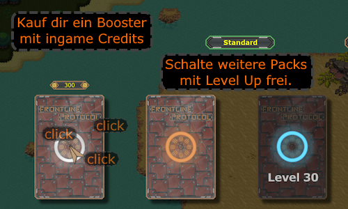 Buy booster packs with in-game credits - unlock more with progression